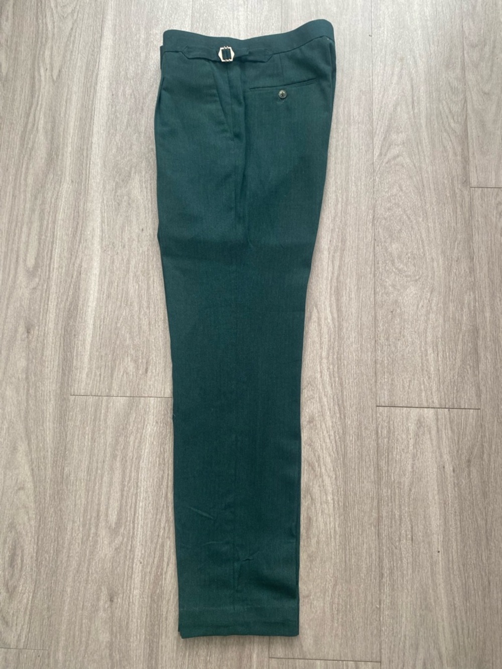 Tailored Men's Forest Green Dress Pants with Side Adjuster